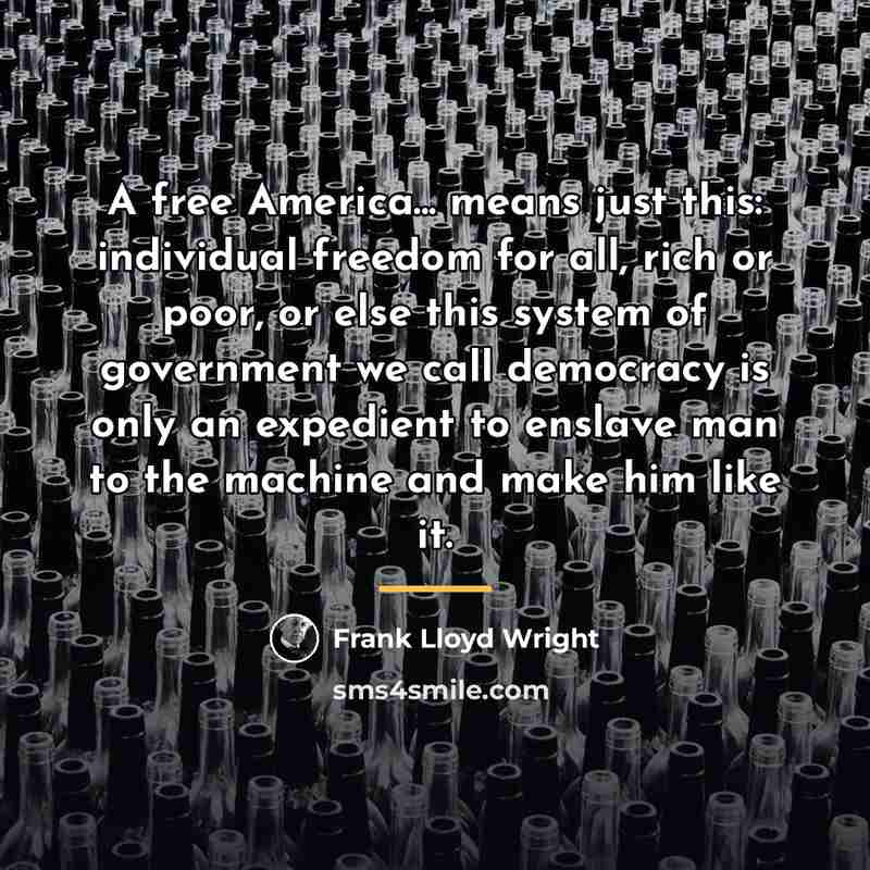 “A free America... means just this: individual freedom for all,…” quote by Frank Lloyd Wright