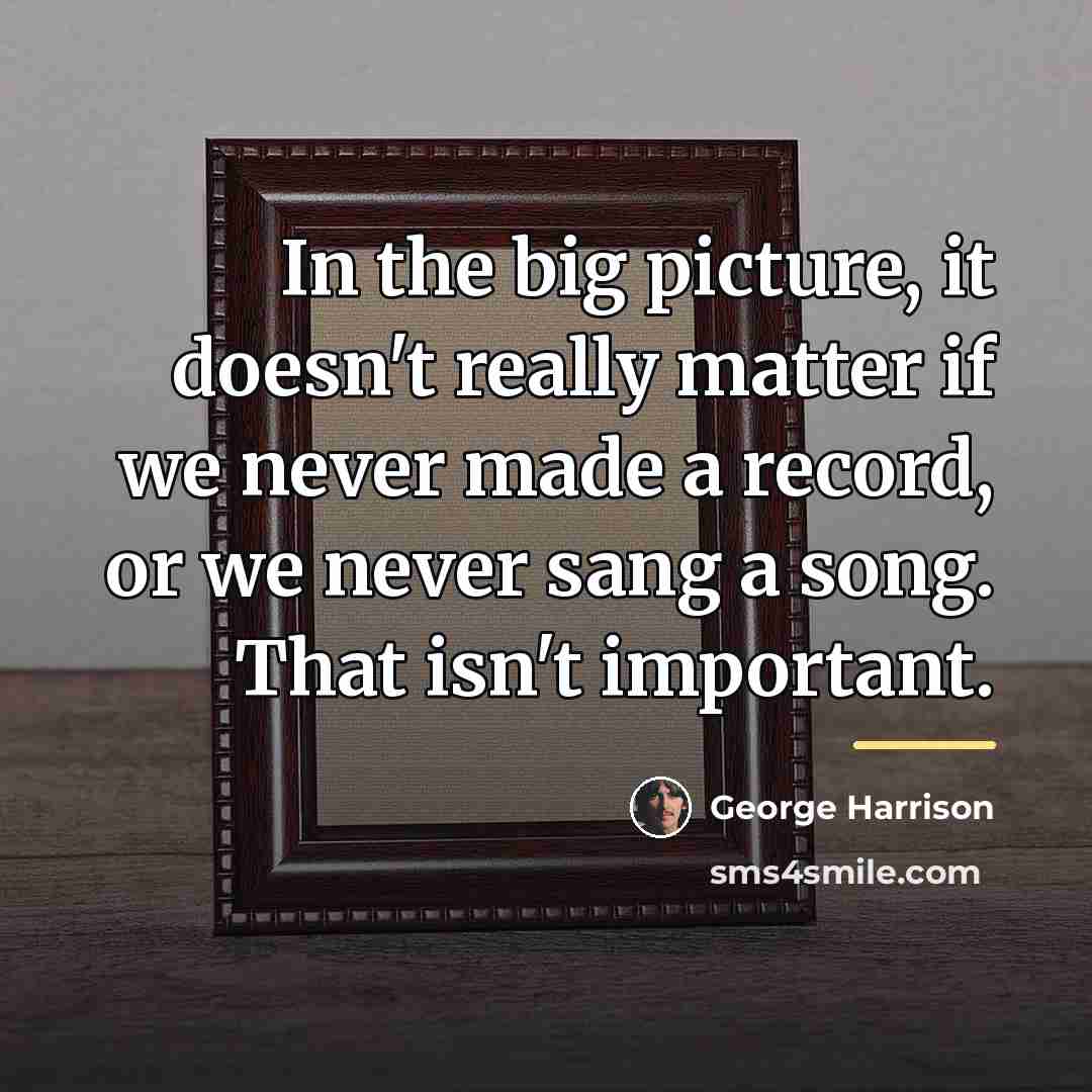 “In the big picture, it doesn't really matter if we…” quote by George Harrison