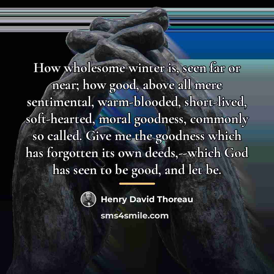 “How wholesome winter is, seen far or near; how good,…” quote by Henry David Thoreau