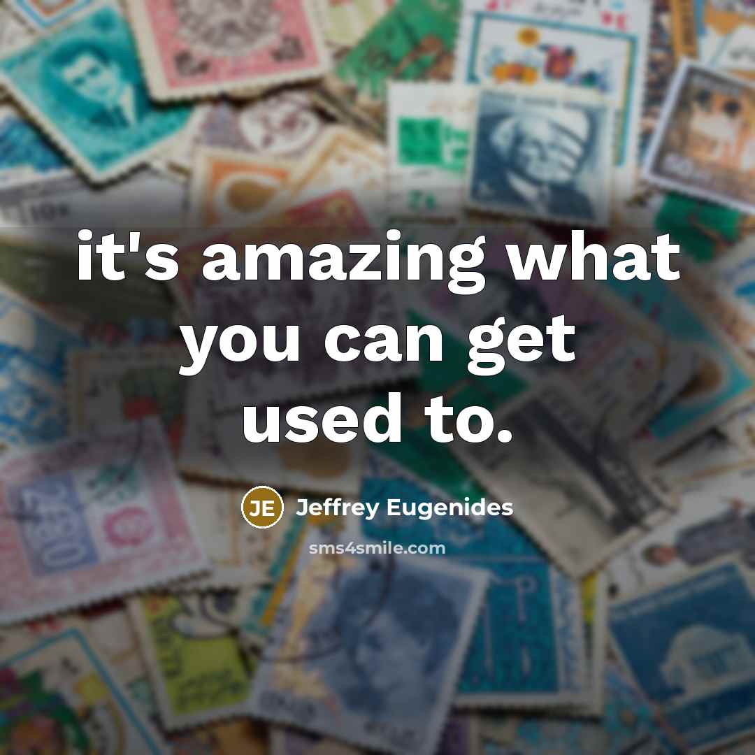 “it's amazing what you can get used to.” quote by Jeffrey Eugenides