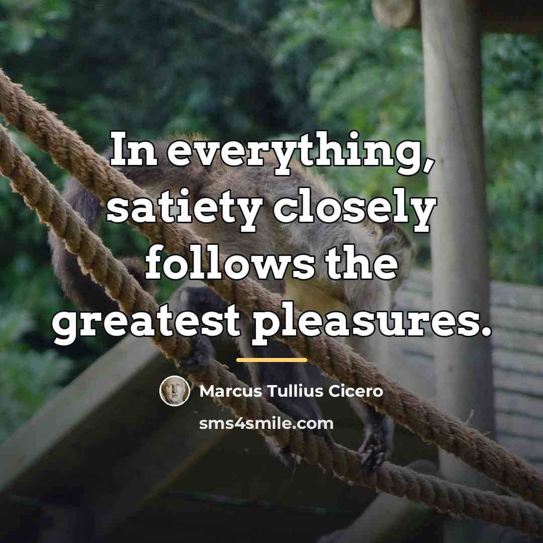 “In everything, satiety closely follows the greatest pleasures.…” quote by Marcus Tullius Cicero