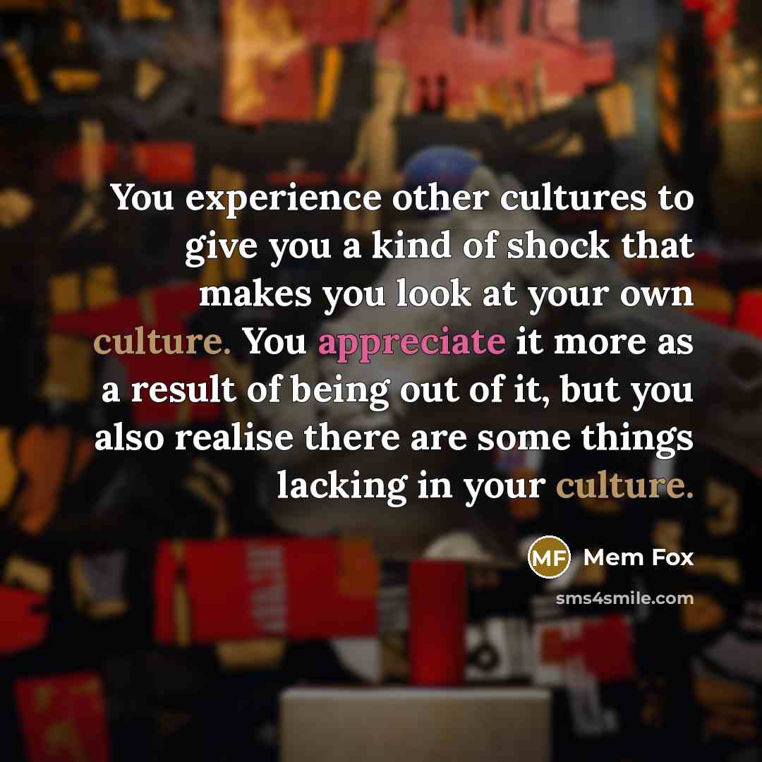 “You experience other cultures to give you a kind of…” quote by Mem Fox