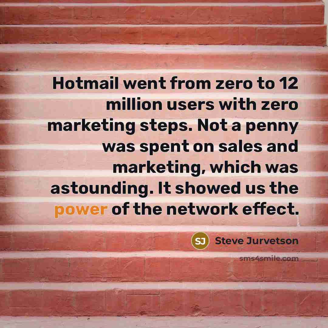 “Hotmail went from zero to 12 million users with zero…” quote by Steve Jurvetson