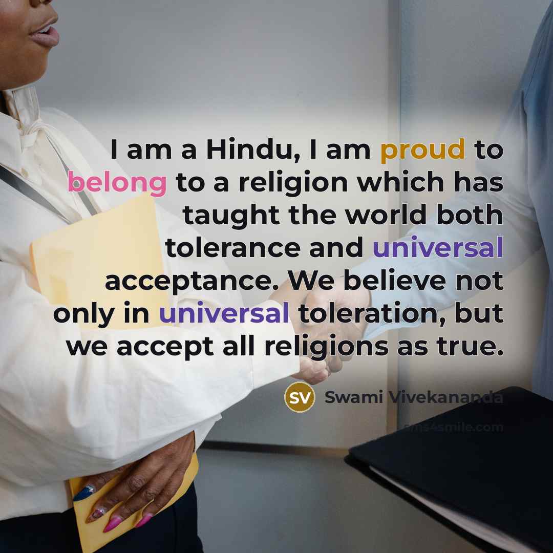 “I am a Hindu, I am proud to belong to…” quote by Swami Vivekananda