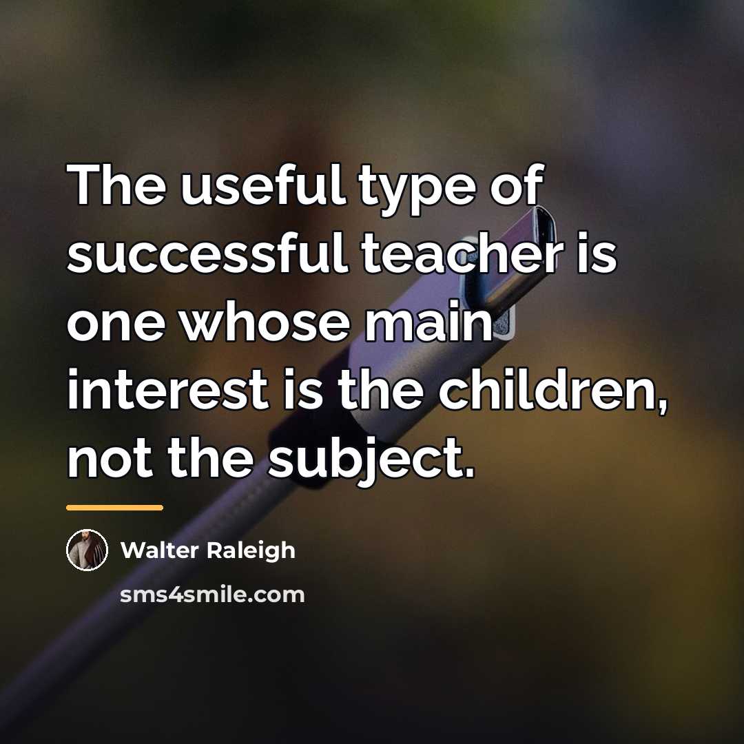 “The useful type of successful teacher is one whose main…” quote by Walter Raleigh
