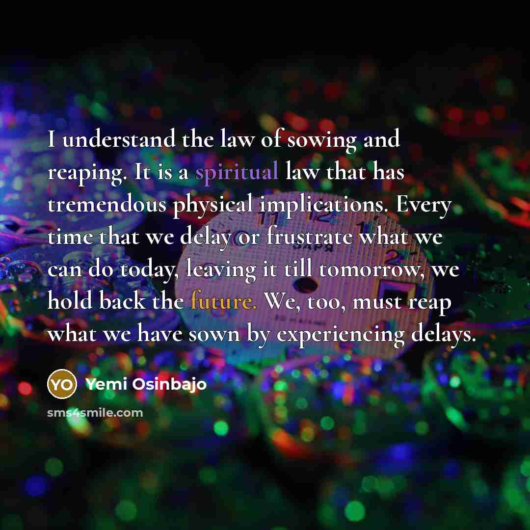 “I understand the law of sowing and reaping. It is…” quote by Yemi Osinbajo