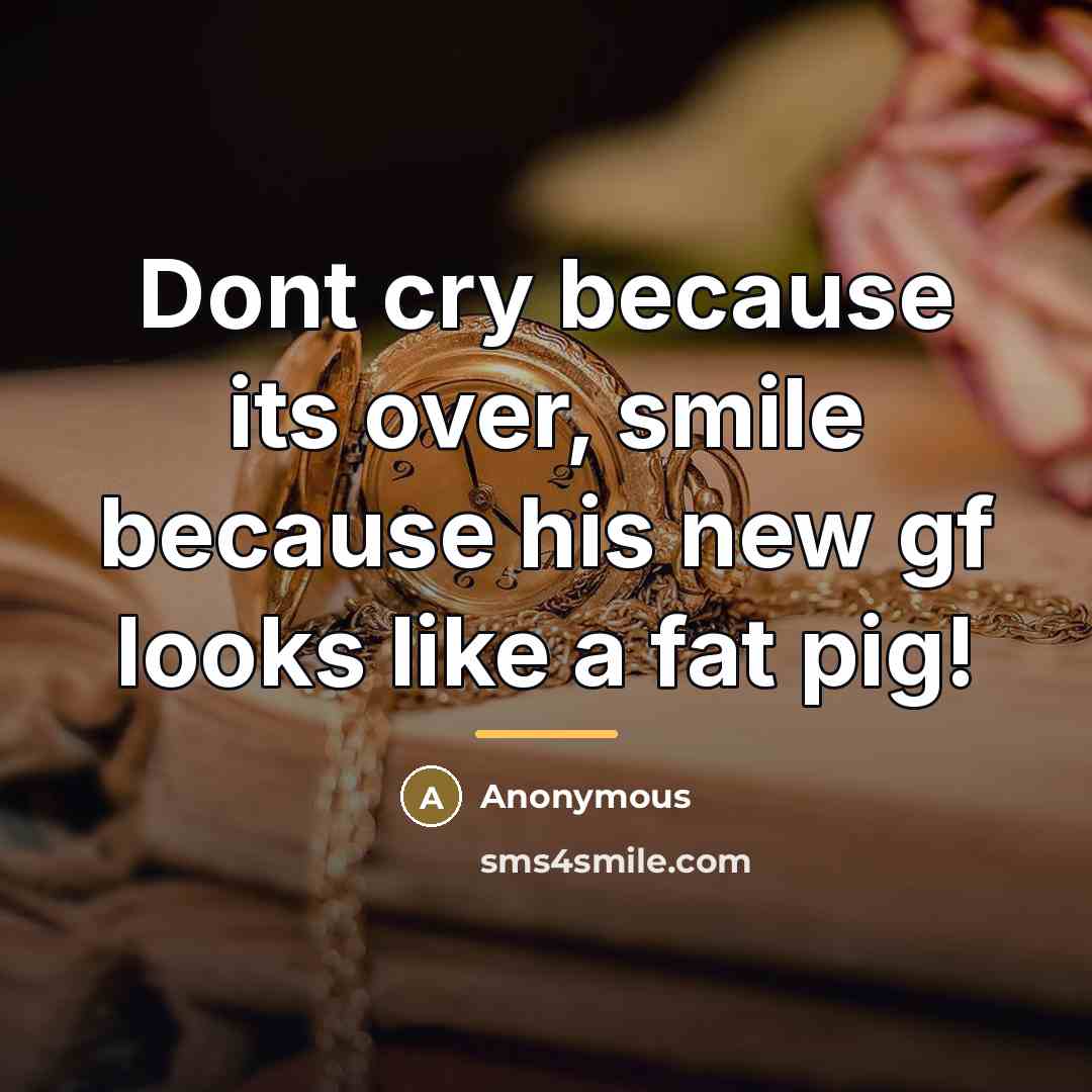 “Dont cry because its over, smile because his new gf…” quote by Anonymous