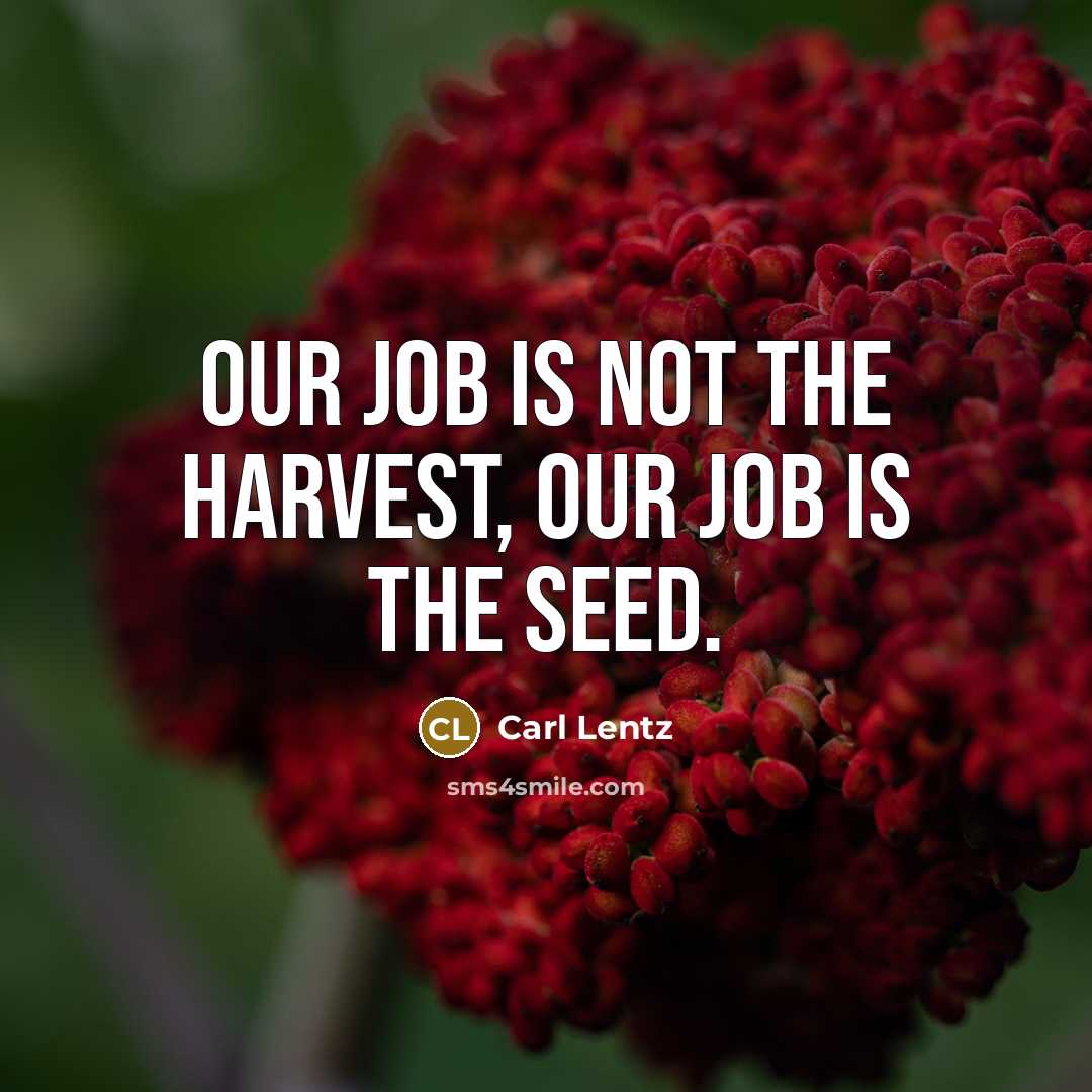 “Our job is not the harvest, our job is the seed.” quote by Carl Lentz