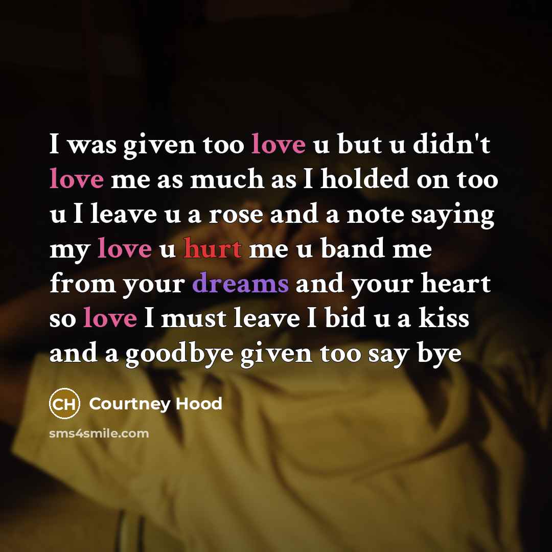 “I was given too love u but u didn't love…” quote by Courtney Hood