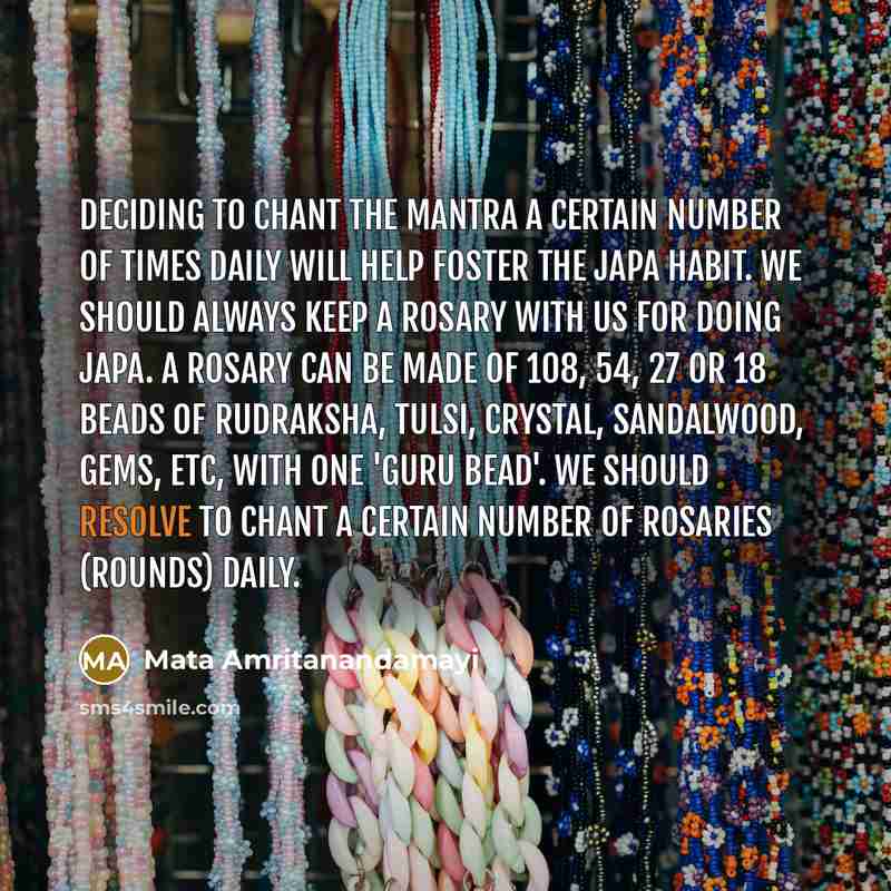 “Deciding to chant the mantra a certain number of times…” quote by Mata Amritanandamayi