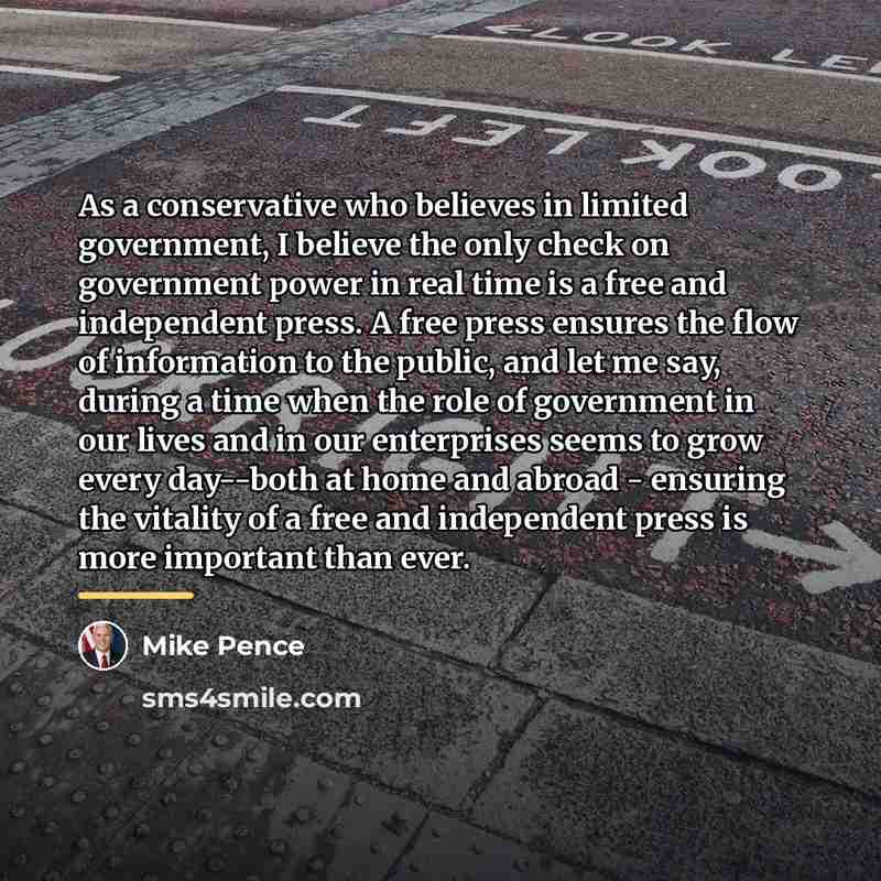 “As a conservative who believes in limited government, I believe…” quote by Mike Pence