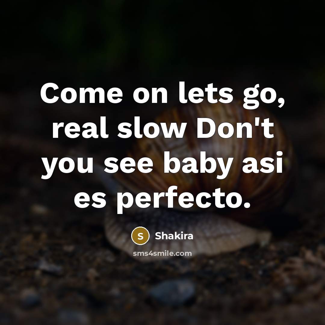 “Come on lets go, real slow Don't you see baby…” quote by Shakira