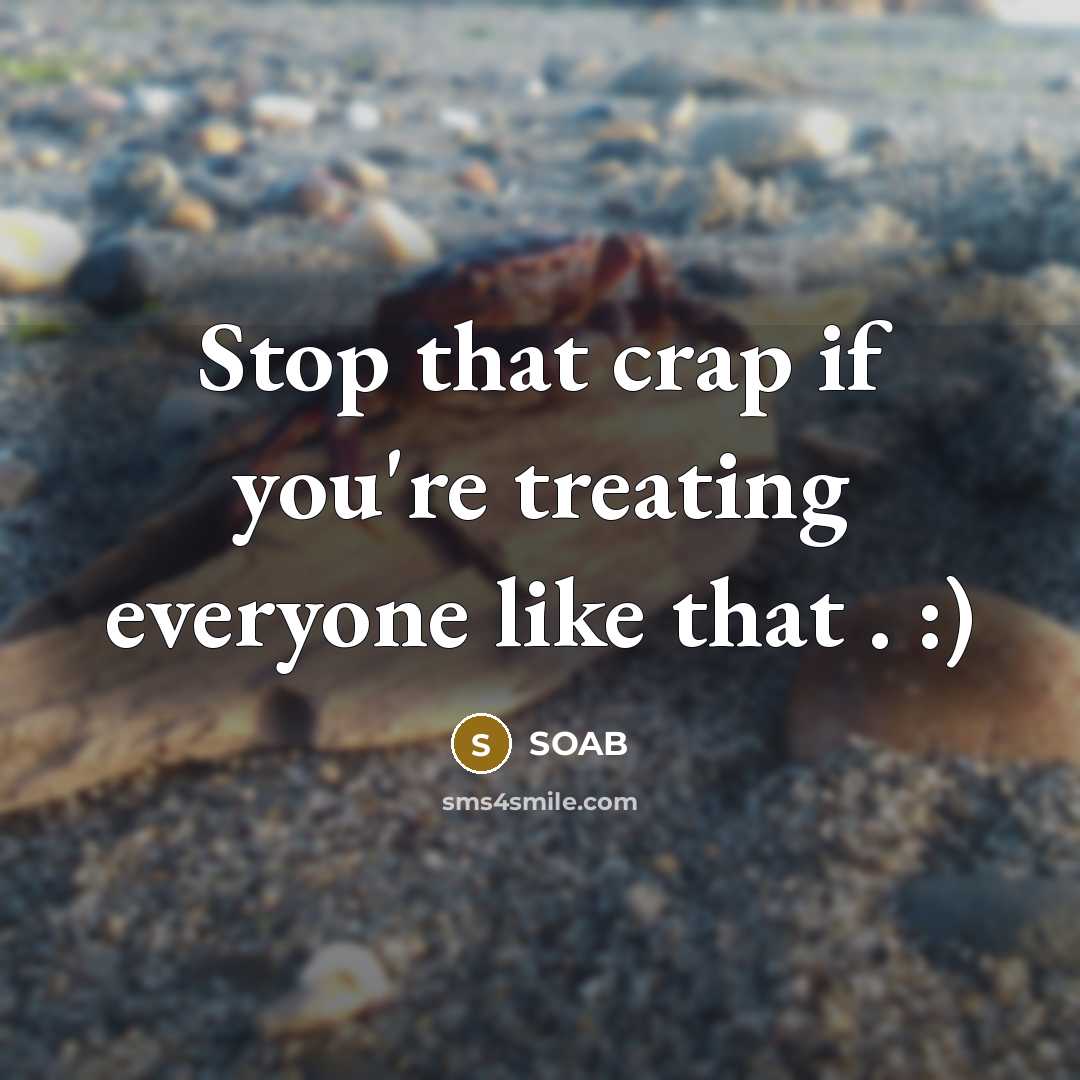 “Stop that crap if you're treating everyone like that . :)” quote by SOAB