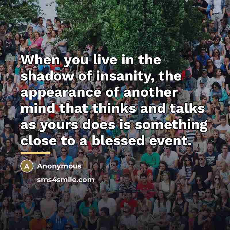 “When you live in the shadow of insanity, the appearance…” quote by Anonymous