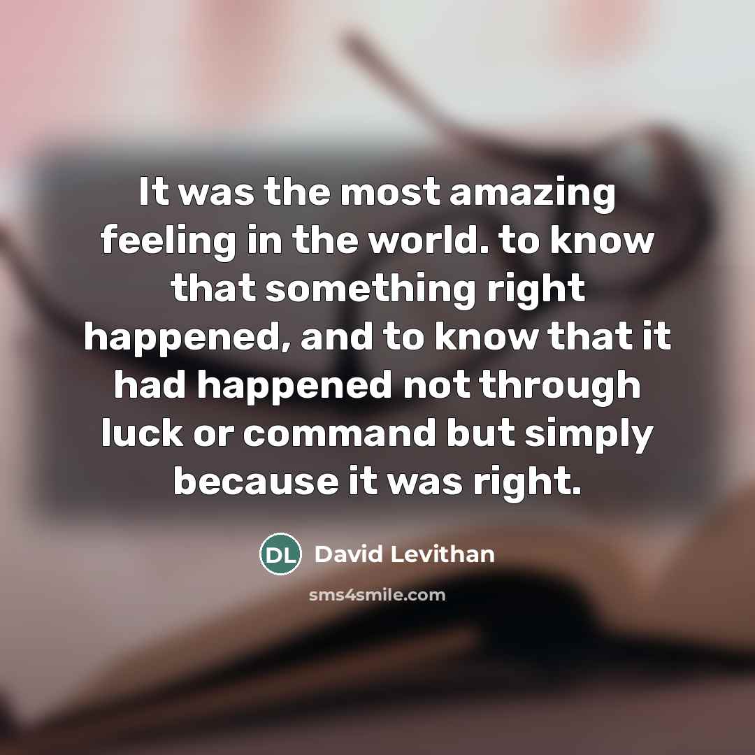 “It was the most amazing feeling in the world. to…” quote by David Levithan