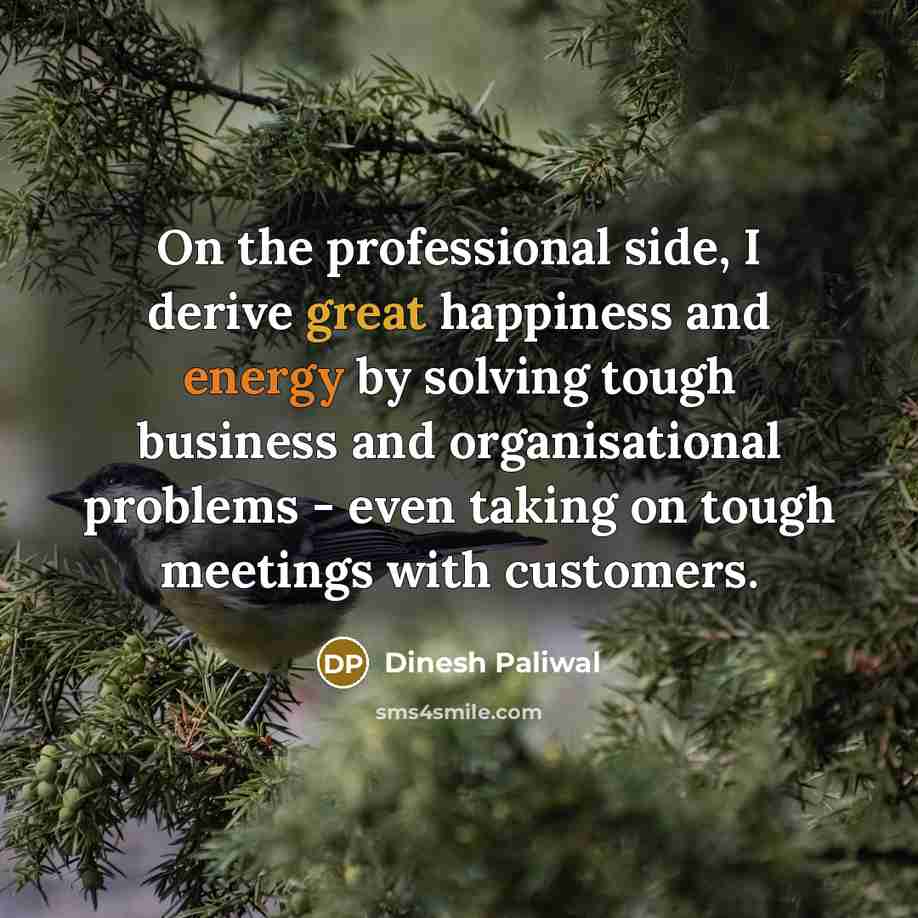 “On the professional side, I derive great happiness and energy…” quote by Dinesh Paliwal