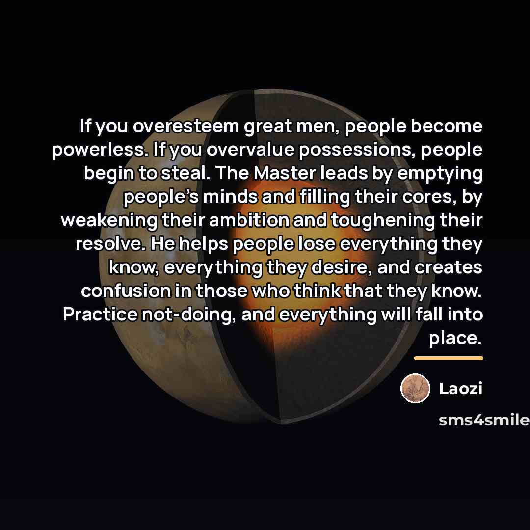“If you overesteem great men, people become powerless. If you…” quote by Laozi
