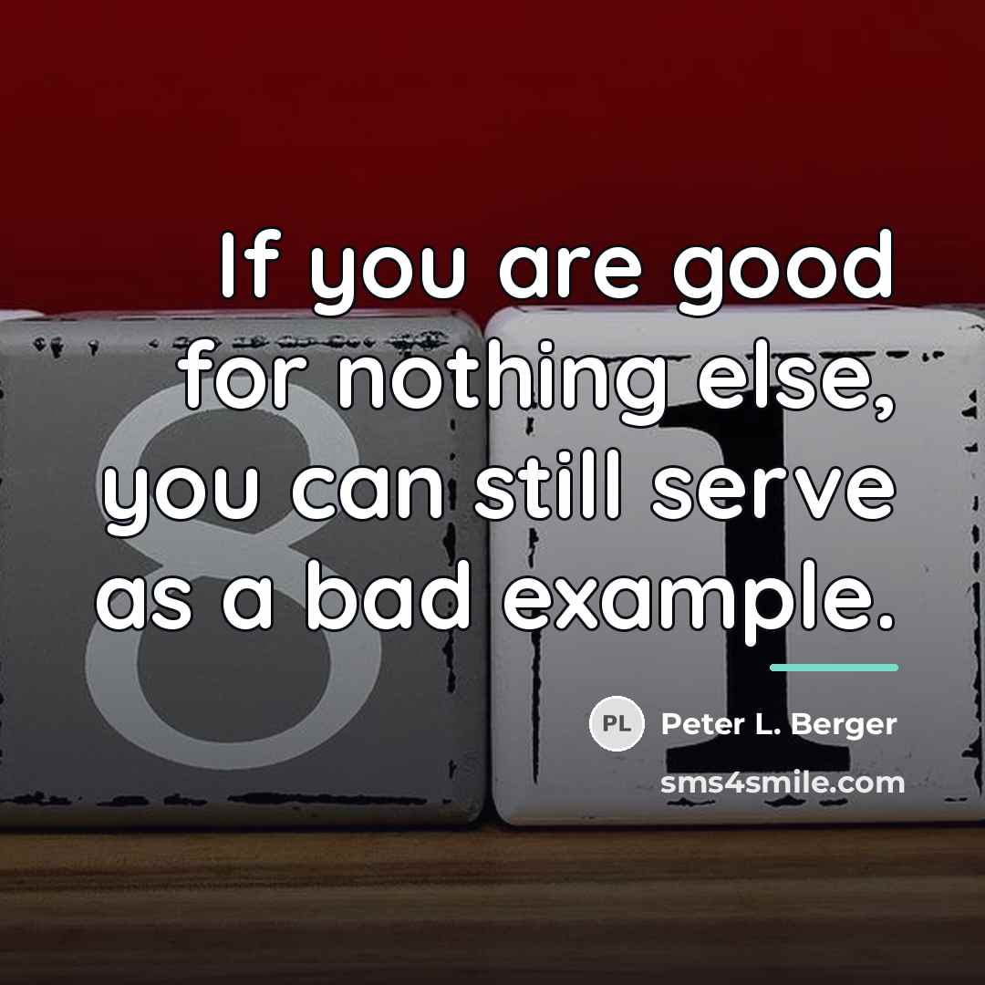 “If you are good for nothing else, you can still…” quote by Peter L. Berger