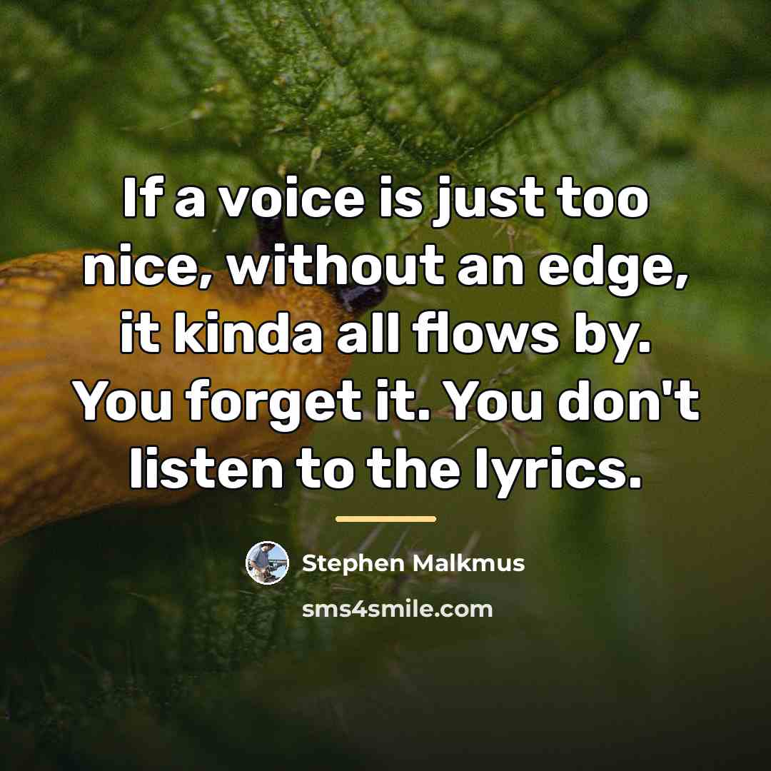 “If a voice is just too nice, without an edge,…” quote by Stephen Malkmus