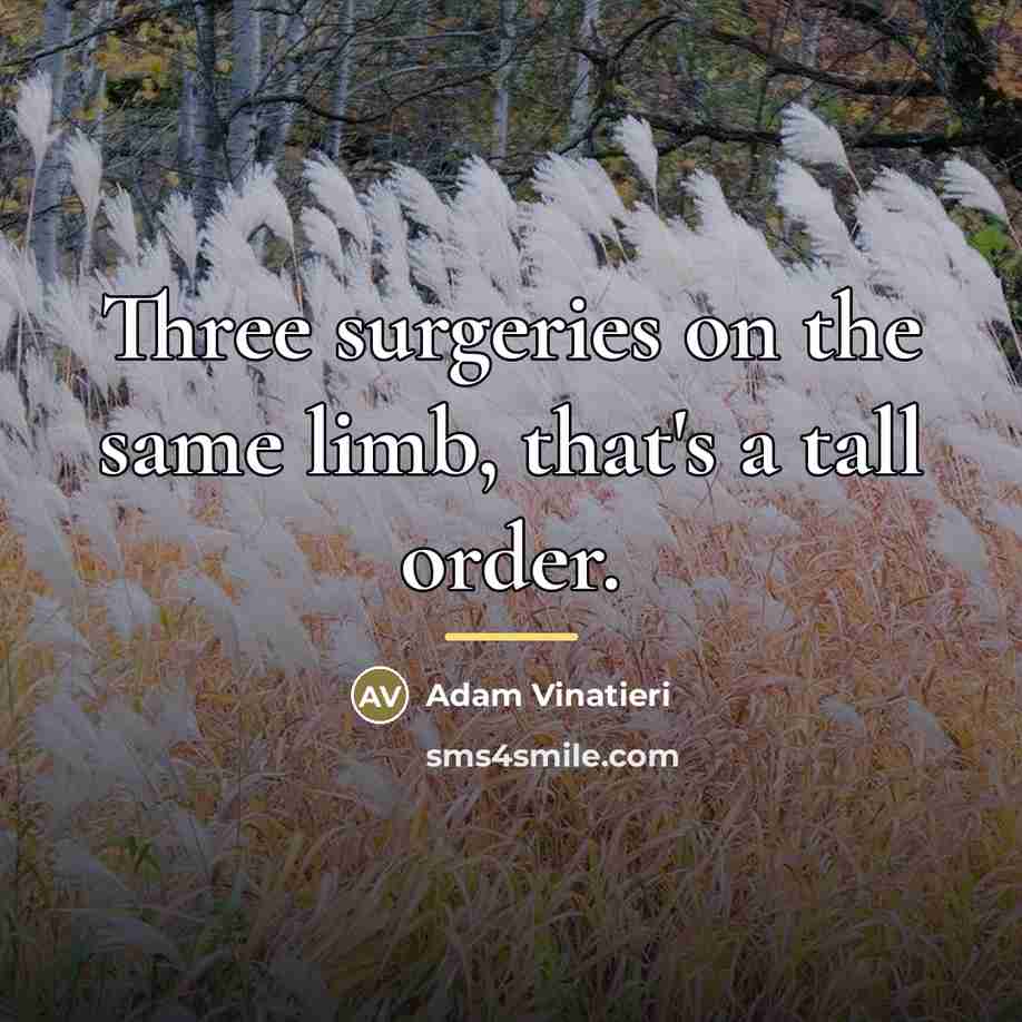 “Three surgeries on the same limb, that's a tall order.…” quote by Adam Vinatieri
