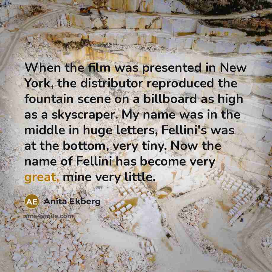 “When the film was presented in New York, the distributor…” quote by Anita Ekberg