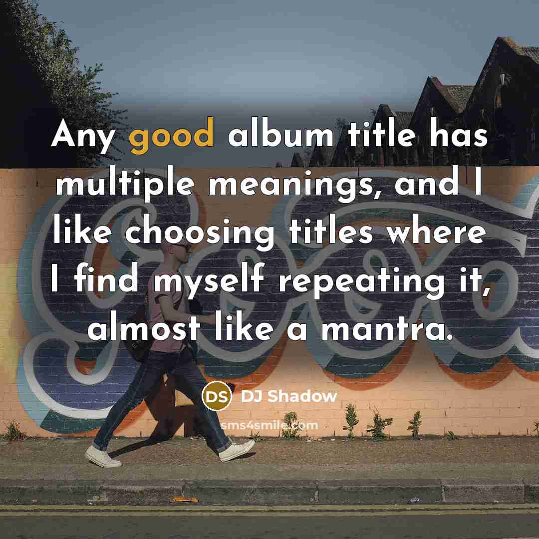 “Any good album title has multiple meanings, and I like…” quote by DJ Shadow