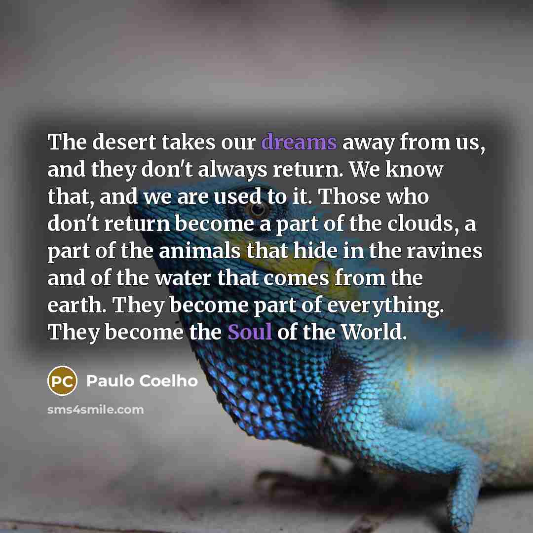“The desert takes our dreams away from us, and they…” quote by Paulo Coelho