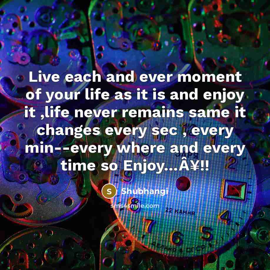 “Live each and ever moment of your life as it…” quote by Shubhangi
