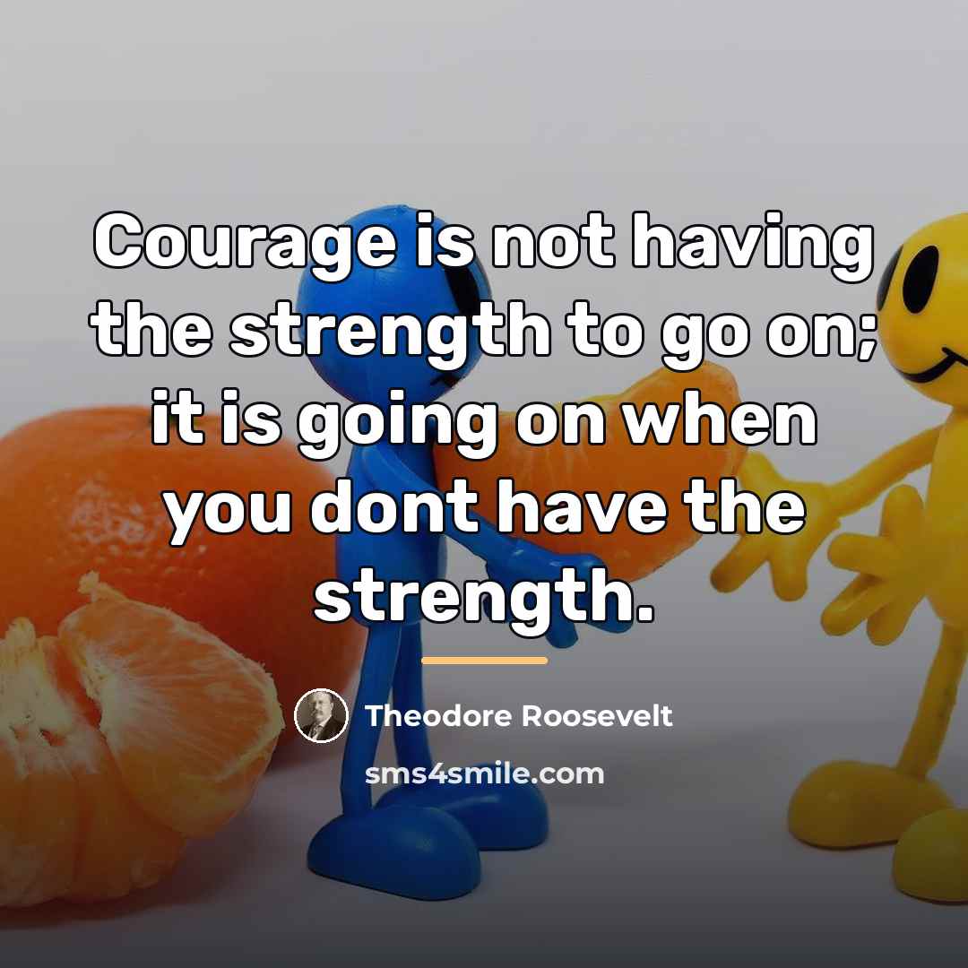 “Courage is not having the strength to go on; it…” quote by Theodore Roosevelt