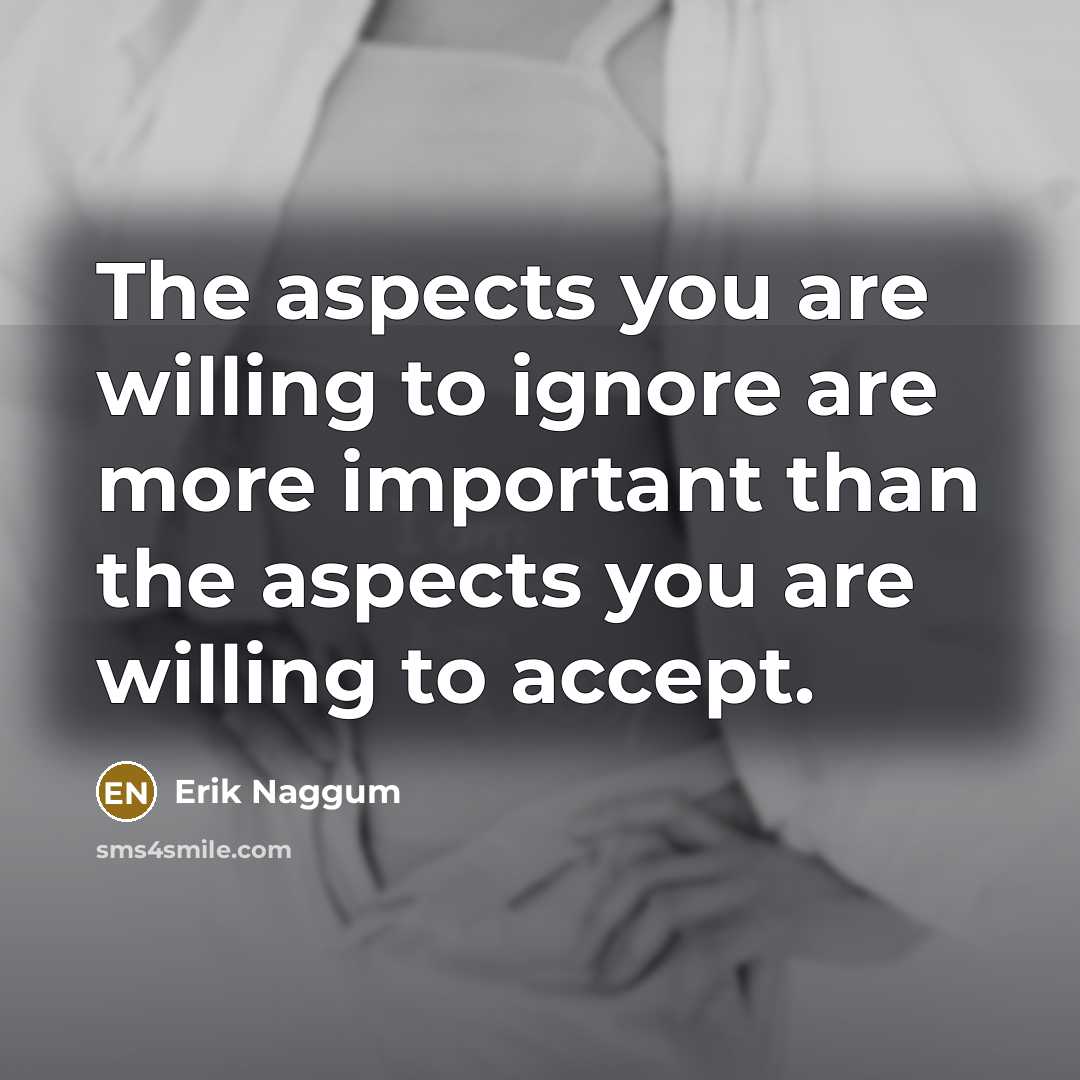 “The aspects you are willing to ignore are more important…” quote by Erik Naggum