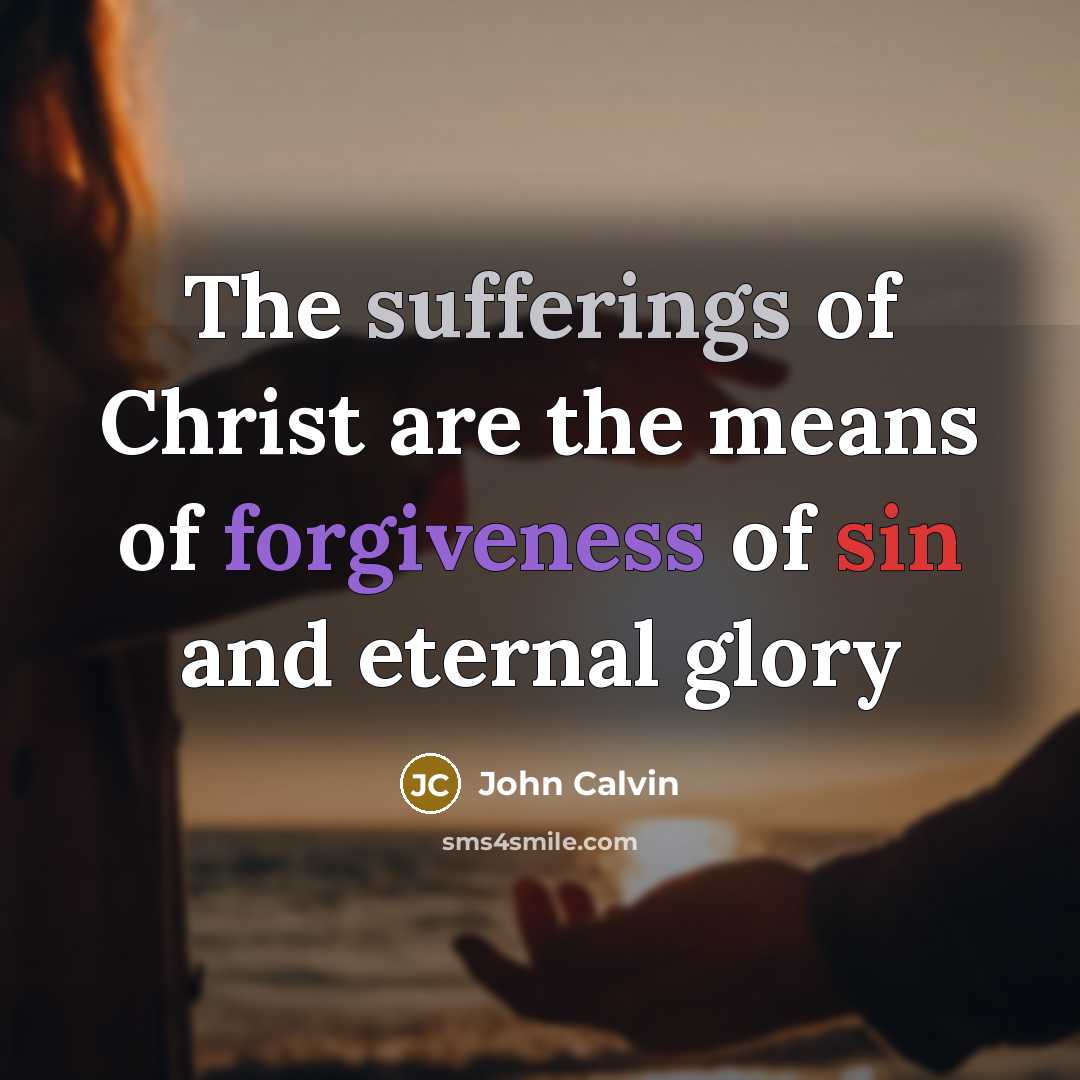 “The sufferings of Christ are the means of forgiveness of…” quote by John Calvin