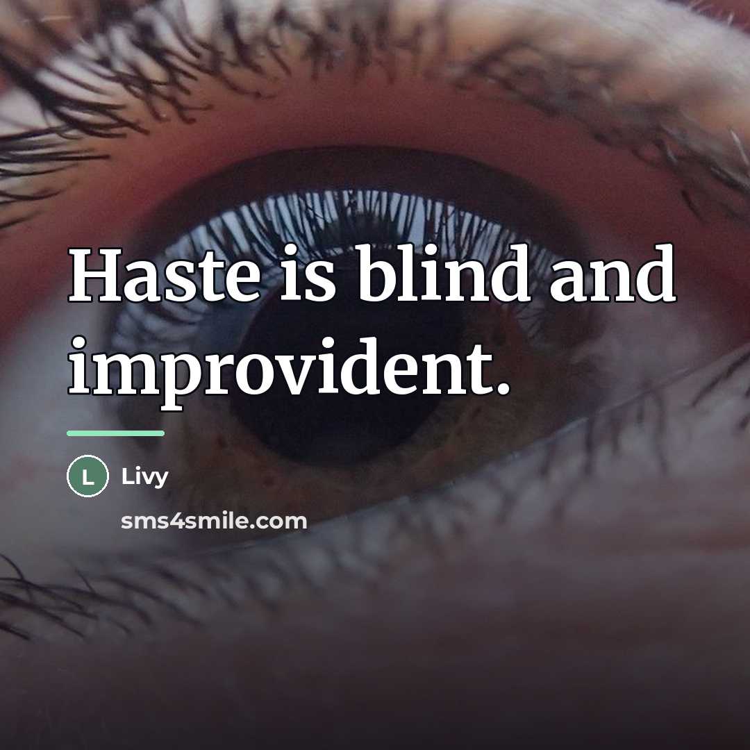 “Haste is blind and improvident.…” quote by Livy