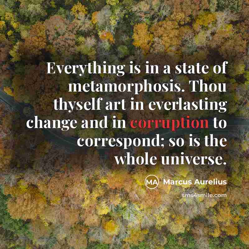 “Everything is in a state of metamorphosis. Thou thyself art…” quote by Marcus Aurelius