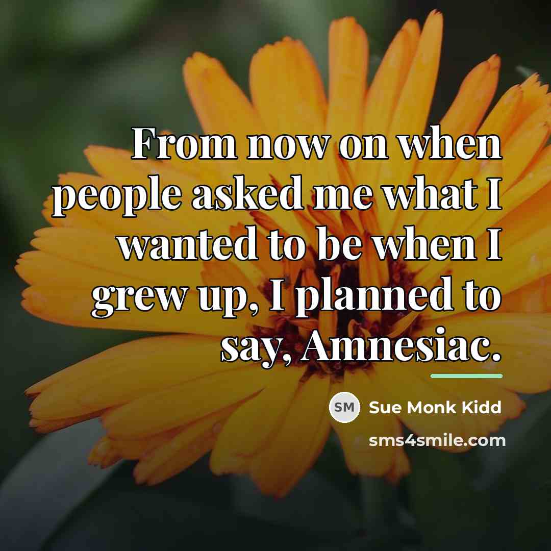 “From now on when people asked me what I wanted…” quote by Sue Monk Kidd