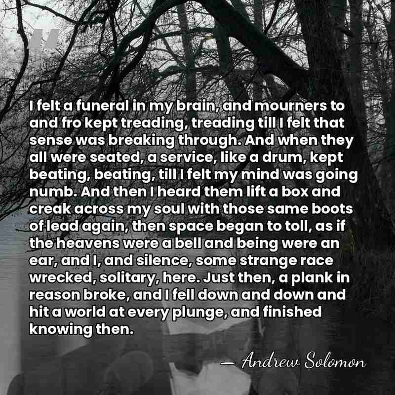I felt a funeral in my brain, and mourners to and fro&hellip; - Andrew Solomon
