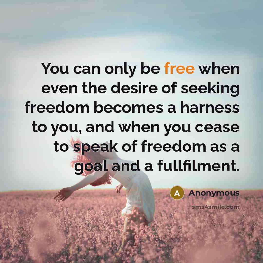 “You can only be free when even the desire of…” quote by Anonymous