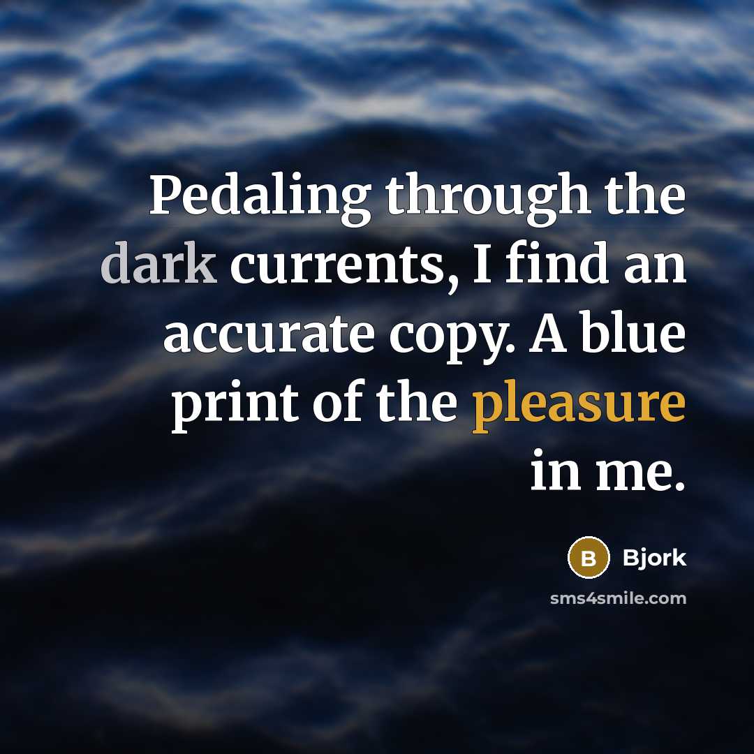 “Pedaling through the dark currents, I find an accurate copy.…” quote by Bjork