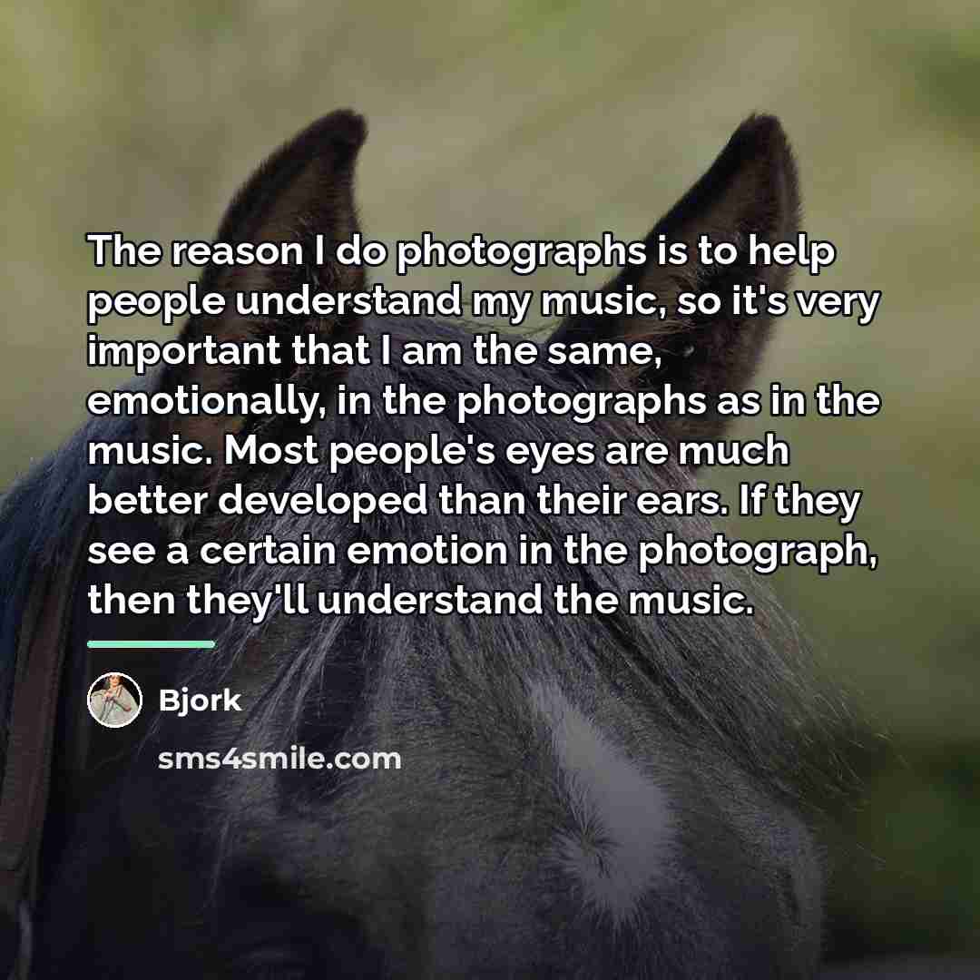 “The reason I do photographs is to help people understand…” quote by Bjork