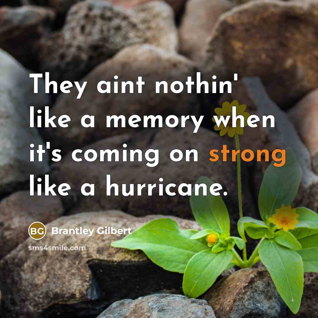 “They aint nothin' like a memory when it's coming on strong like a hurricane.” quote by Brantley Gilbert