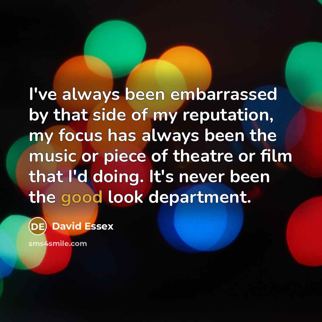 “I've always been embarrassed by that side of my reputation,…” quote by David Essex