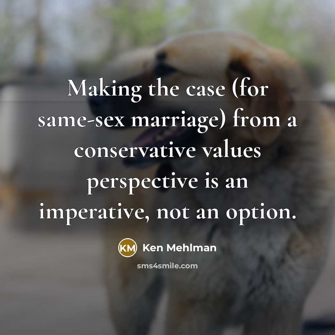 “Making the case (for same-sex marriage) from a conservative values…” quote by Ken Mehlman