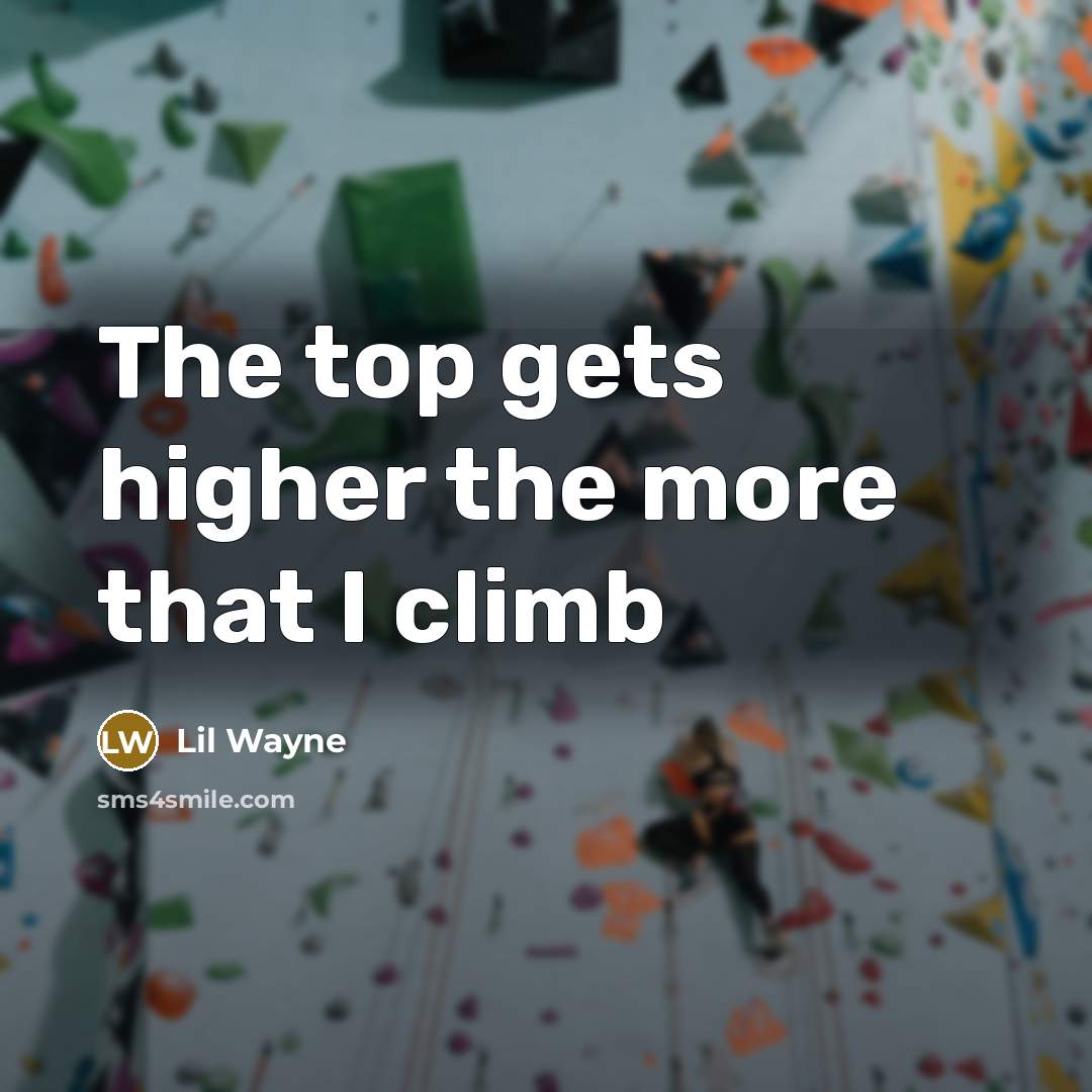 “The top gets higher the more that I climb…” quote by Lil Wayne