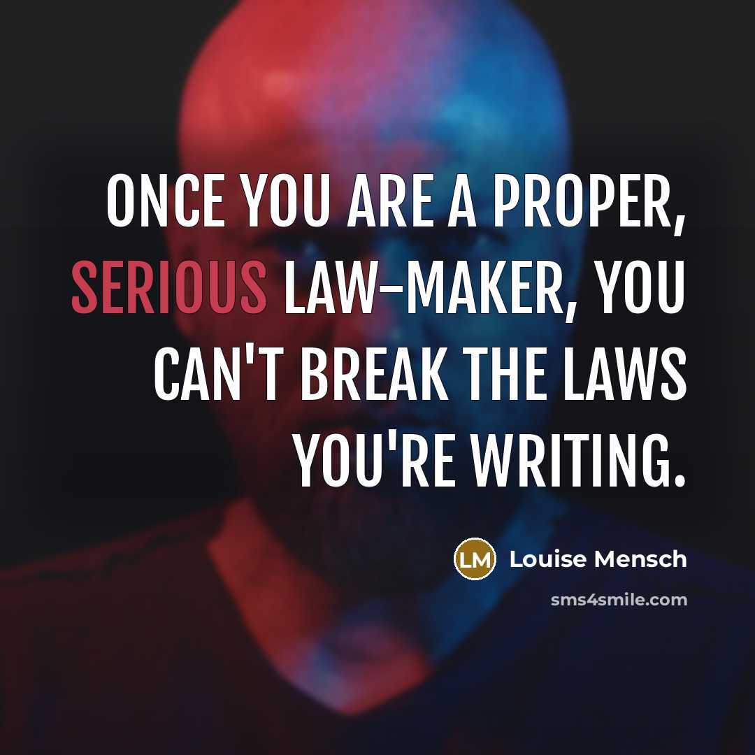 “Once you are a proper, serious law-maker, you can't break…” quote by Louise Mensch