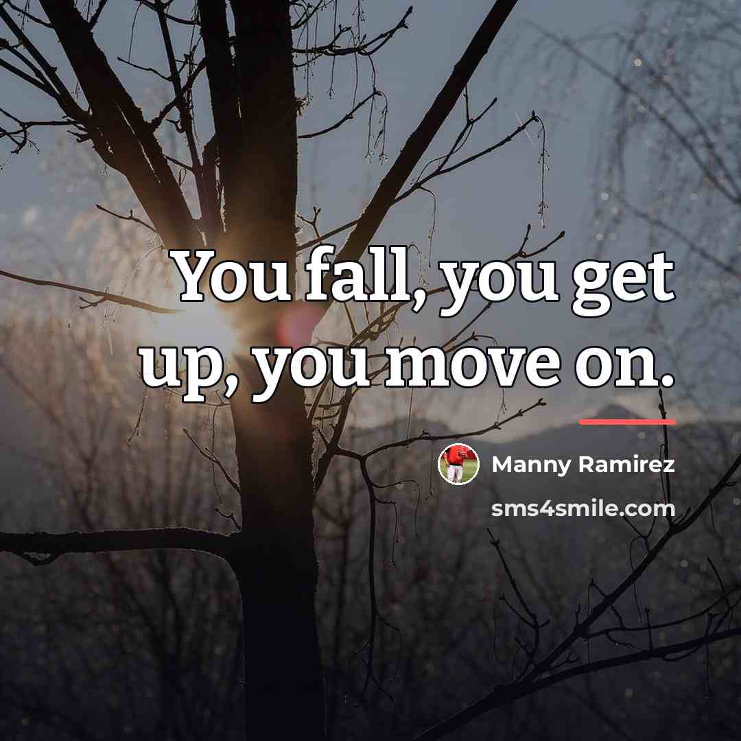 “You fall, you get up, you move on.…” quote by Manny Ramirez