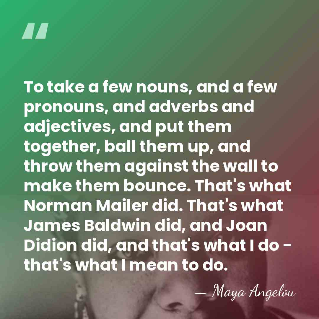 To take a few nouns, and a few pronouns, and adverbs and&hellip; - Maya Angelou