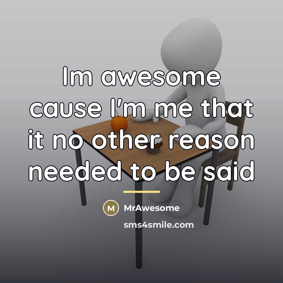 “Im awesome cause I'm me that it no other reason…” quote by MrAwesome
