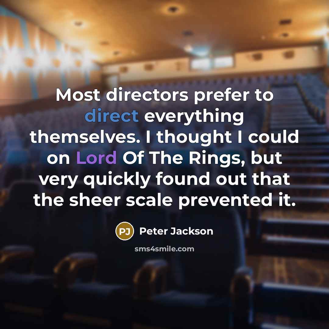 “Most directors prefer to direct everything themselves. I thought I…” quote by Peter Jackson