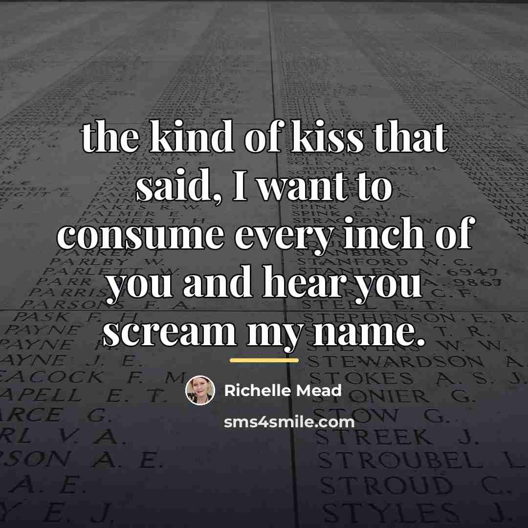“the kind of kiss that said, I want to consume…” quote by Richelle Mead