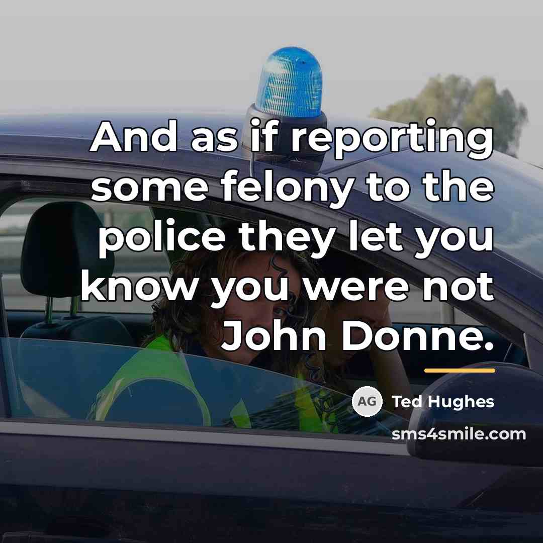 “And as if reporting some felony to the police they…” quote by Ted Hughes