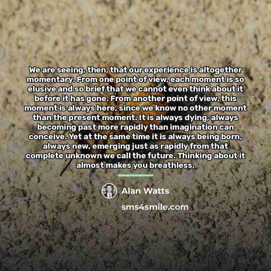 “We are seeing, then, that our experience is altogether momentary.…” quote by Alan Watts